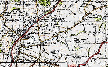 Old map of Denby Village in 1946