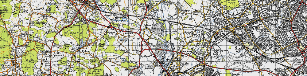 Old map of Denham in 1945