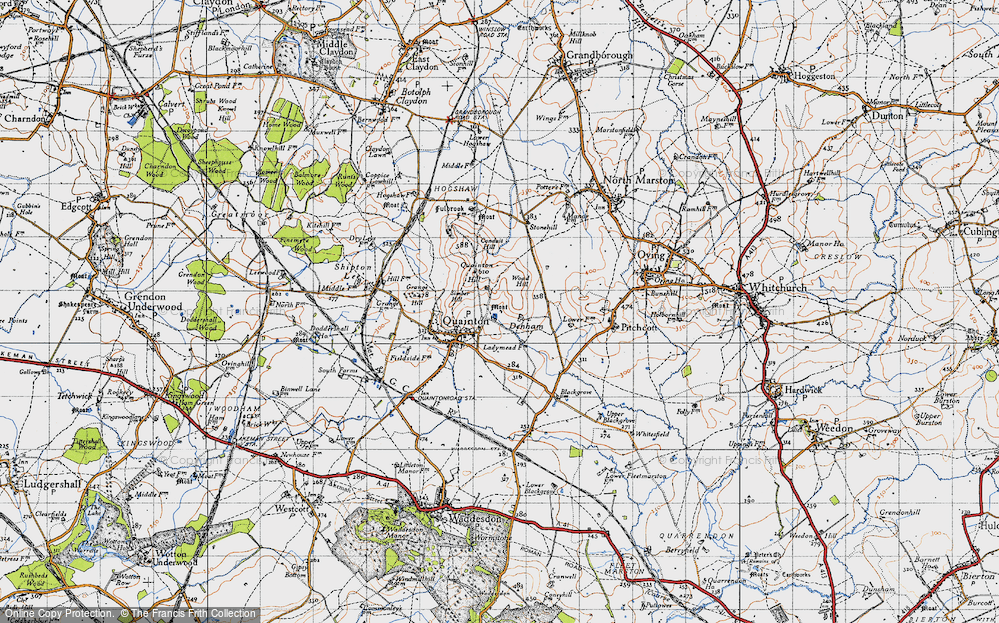 Old Map of Historic Map covering Woad Hill in 1946