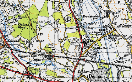 Old map of Denham Green in 1945