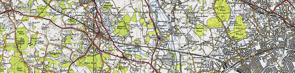 Old map of Denham Green in 1945
