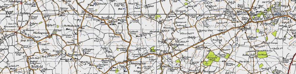 Old map of Badingham in 1946