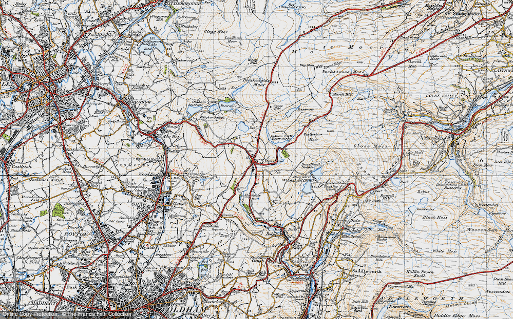 Old Map of Historic Map covering Bleakedgate Moor in 1947