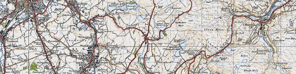 Old map of Denshaw in 1947