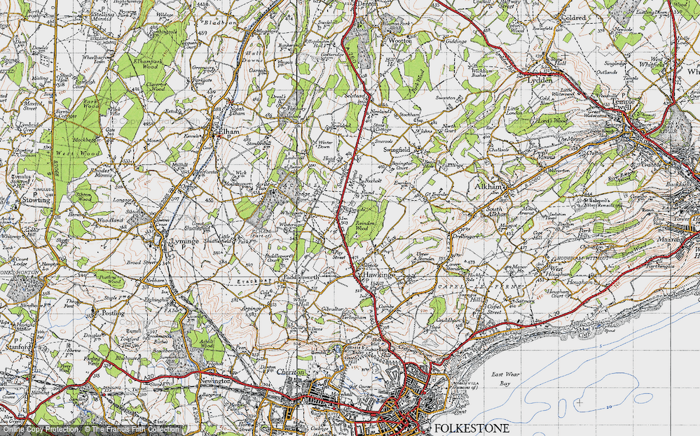 Old Map of Densole, 1947 in 1947
