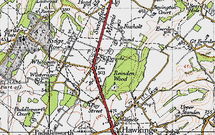 Old map of Densole in 1947