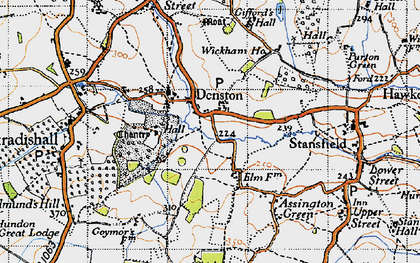 Old map of Denston in 1946