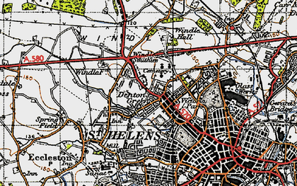Old map of Denton's Green in 1947
