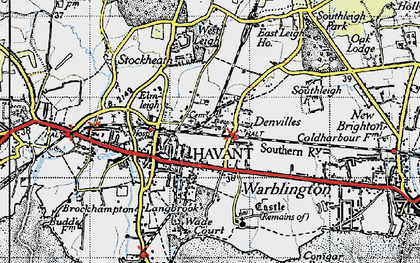 Old map of Denvilles in 1945