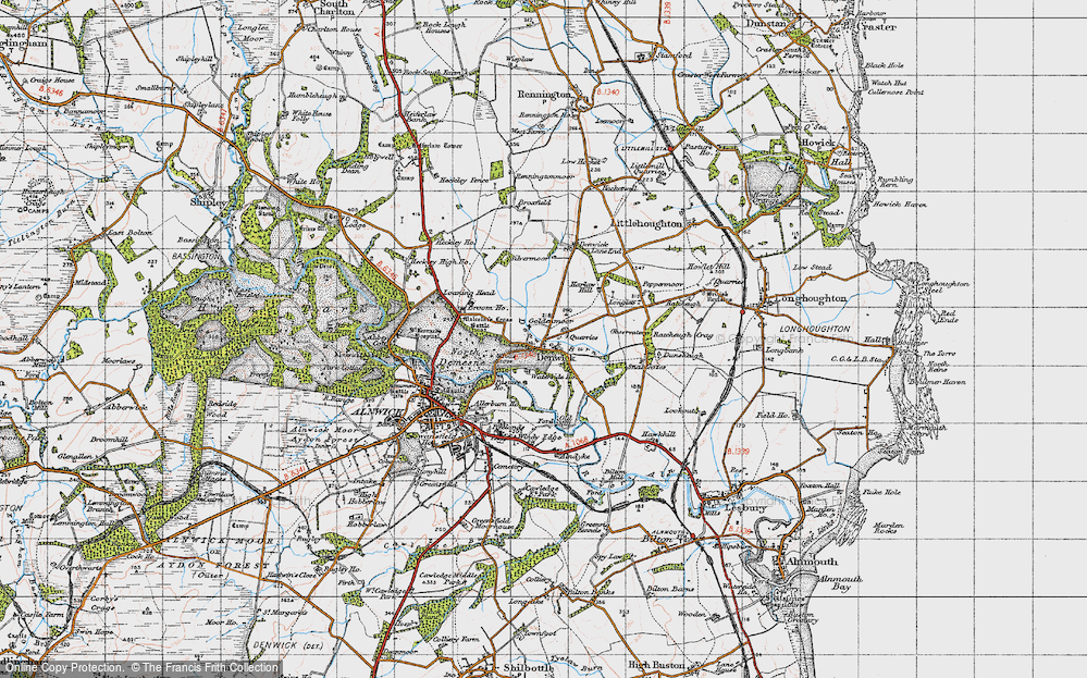 Old Map of Historic Map covering White Cross in 1947