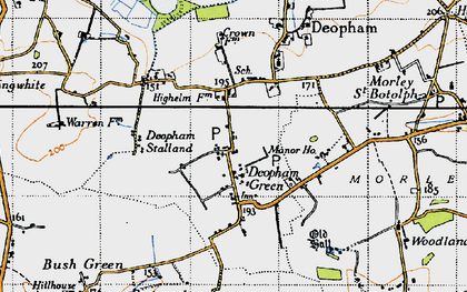 Old map of Deopham Green in 1946