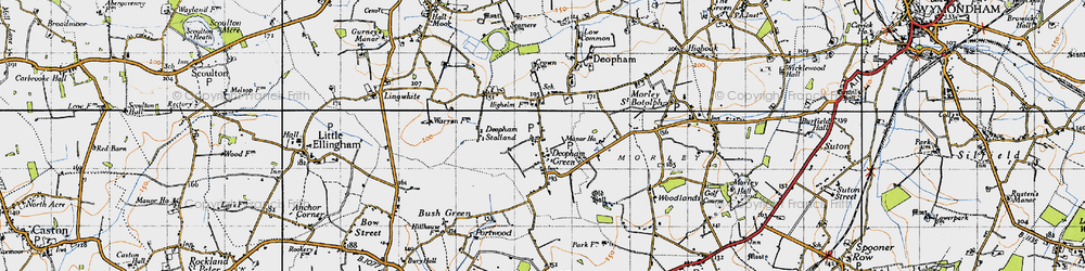 Old map of Deopham Green in 1946