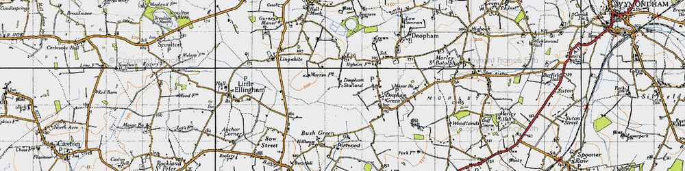 Old map of Deopham Stalland in 1946