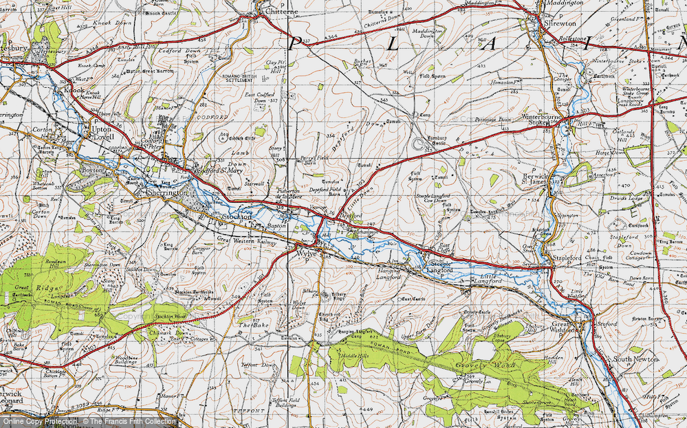 Old Map of Historic Map covering Yarnbury Castle (Fort) in 1940