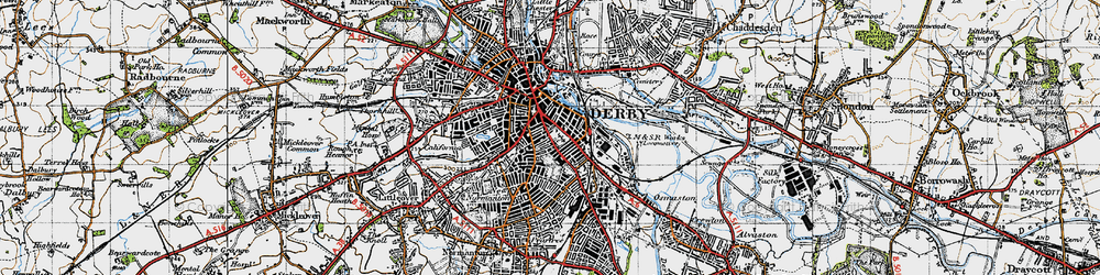 Old map of Derby in 1946
