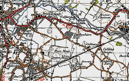 Old map of Derbyshire Hill in 1947