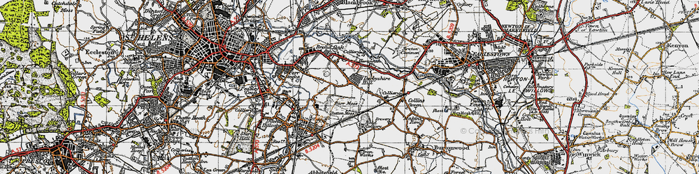 Old map of Derbyshire Hill in 1947