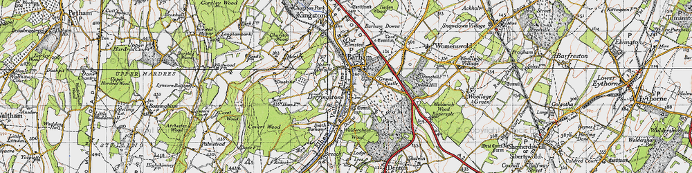 Old map of Derringstone in 1947