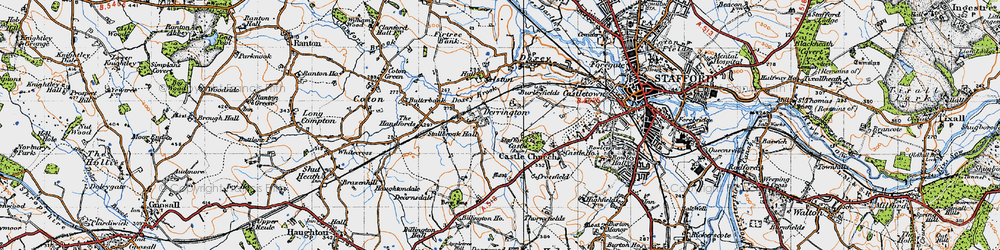 Old map of Derrington in 1946