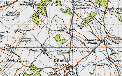 Old map of Derrington in 1947