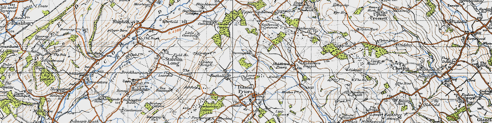 Old map of Derrington in 1947