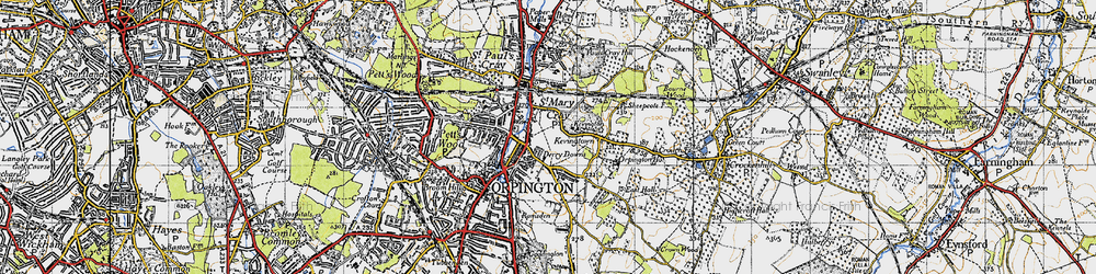 Old map of Derry Downs in 1946