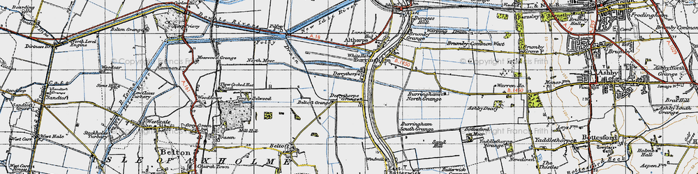 Old map of Burringham South Grange in 1947