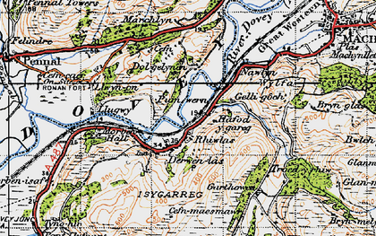 Old map of Derwenlas in 1947