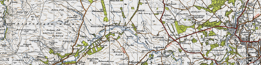Old map of Derwent Reservoir in 1947
