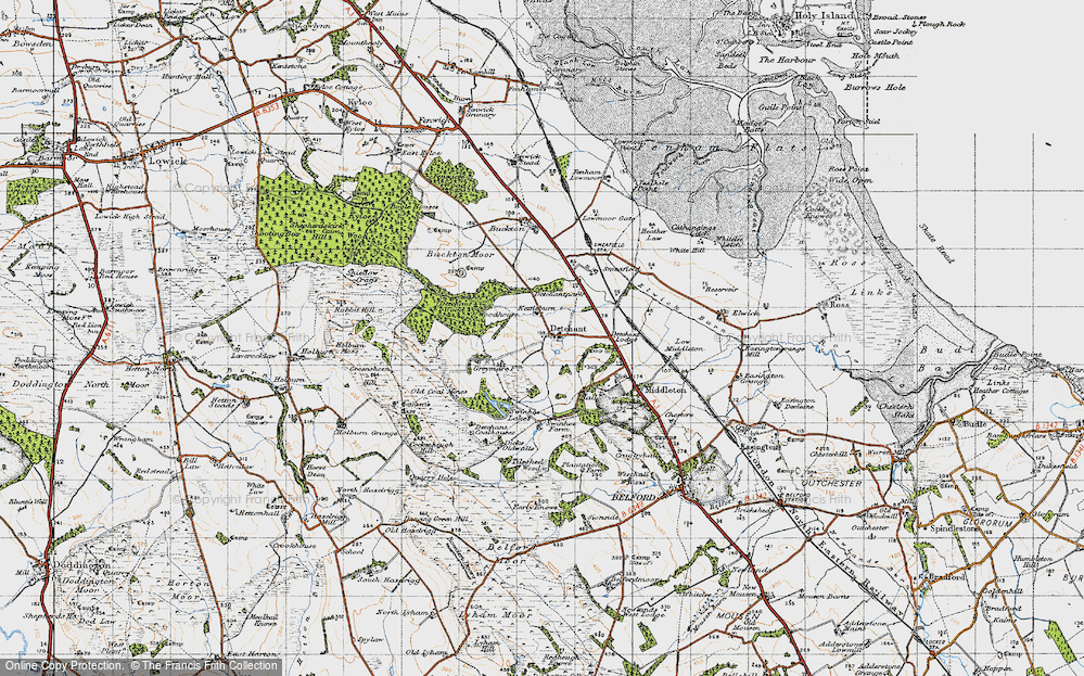 Old Map of Historic Map covering Tilesheds Wood in 1947