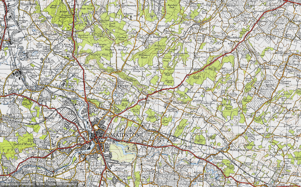 Old Map of Detling, 1946 in 1946