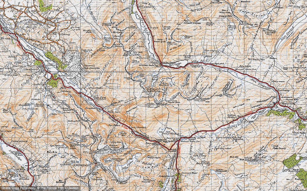 Old Map of Historic Map covering Y Gribin in 1947