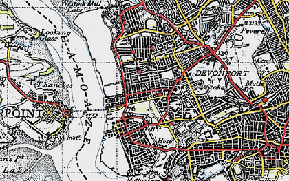 Old map of Devonport in 1946