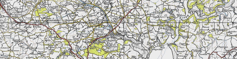 Old map of Devoran in 1946