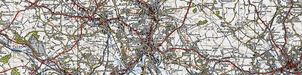 Old map of Dewsbury in 1947