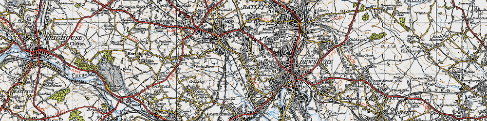 Old map of Dewsbury Moor in 1947