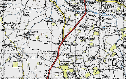 Old map of Dial Post in 1940