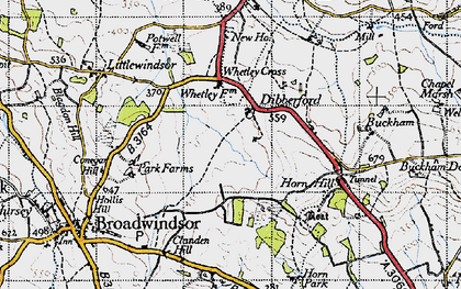 Old map of Dibberford in 1945
