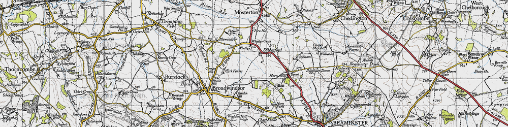 Old map of Dibberford in 1945