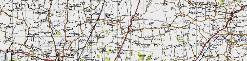 Old map of Dickleburgh in 1946