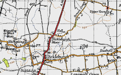 Old map of Dickleburgh Moor in 1946