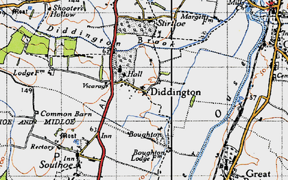 Old map of Diddington in 1946