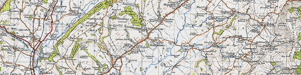 Old map of Diddlebury in 1947