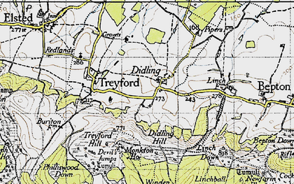Old map of Didling in 1945