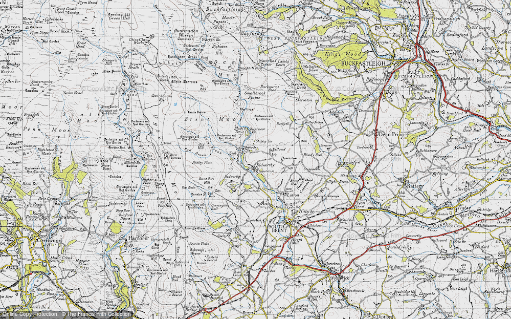 Old Map of Historic Map covering Brent Moor in 1946