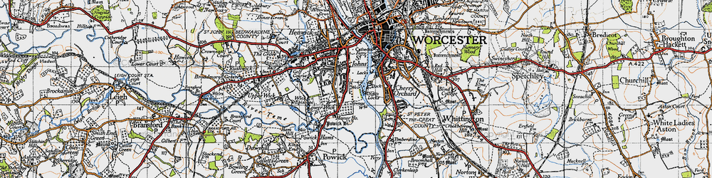 Old map of Diglis in 1947