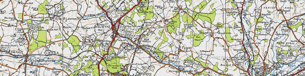 Old map of Digswell in 1946