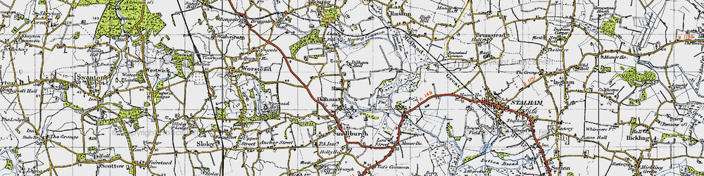 Old map of Broad Fen in 1945