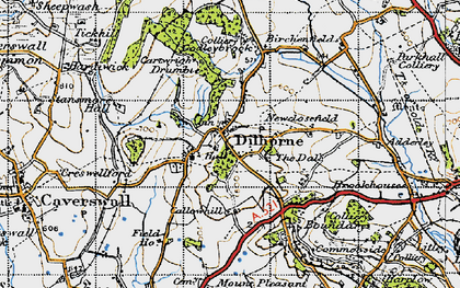 Old map of Dilhorne in 1946