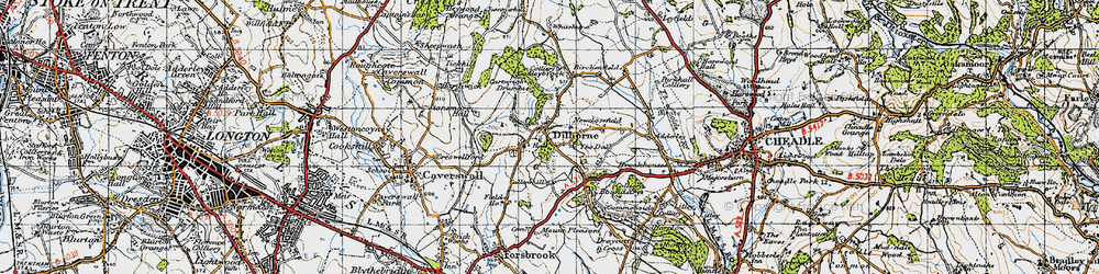 Old map of Dilhorne in 1946